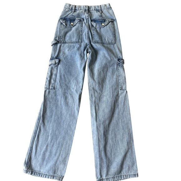Playboy PacSun Y2K Cargo Carpenter Jeans Womens 23 Flare Hem Grunge Skater - Picture 5 of 14